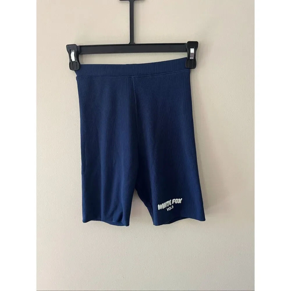 White Fox Boutique Space Navy Offstage Ribbed Bike Shorts NWT Size XXS Vol. 3